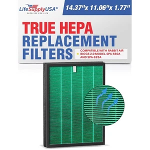 Repuesto de filtro LifeSupplyUSA True HEPA compatible con Rabbit Air BioGS 2.0 - Imagen 1 de 3