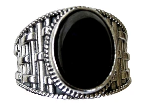 Men's Black Spinel Ring / size 12 / 925 Sterling Silver, 8.65cts  11.1 grams - Picture 1 of 4