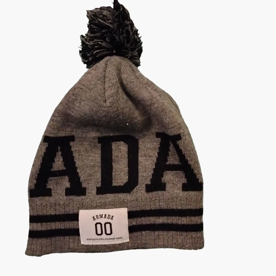 Gorra de esquí Armada 00 negra gris tejida gorro pompón Foto 1 de 4