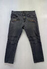 Guess Womens Size 33 Black Mid Rise Zippered Distressed Cropped Jeans