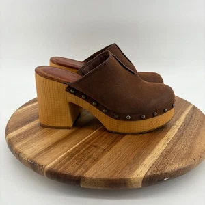 Mia Plateau Clogs braun Holzabsatz Nieten Akzent Damenschuhe 9M Retro Y2K - Bild 1 von 8