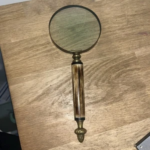 Grande Loupe De Bureau Vintage Loupe Grand Manche Décoratif Gland Laiton - Imagen 1 de 5