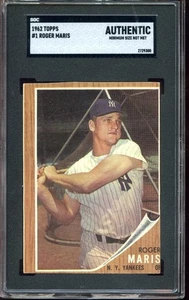 1962 Topps Baseballkarte #1 Roger Maris WC New York Yankees SGC authentisch - Bild 1 von 2