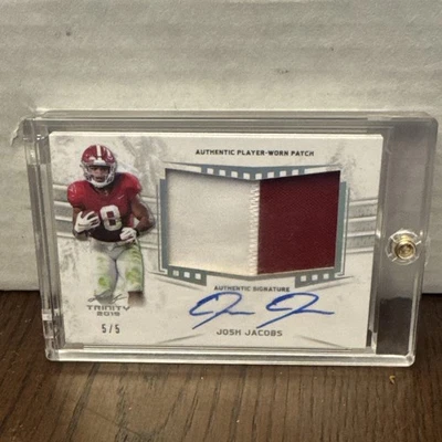 JOSH JACOBS 2019 Leaf Trinity Platinum Spectrum Patch Auto /5  - Image 1 of 3