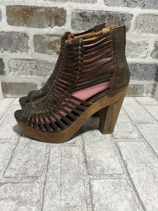 Sbicca Brown Yani Huarache Leather Platform Sandal Women’s Size 8 - Picture 1 of 13
