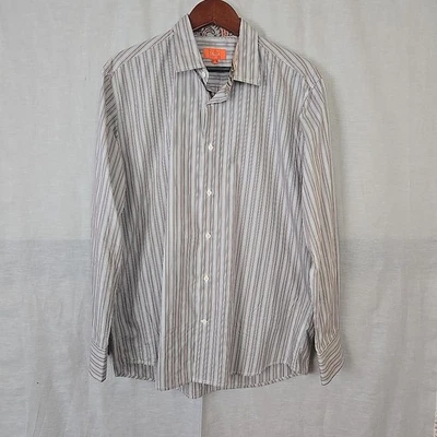 Tallia Men's Dress Shirt L 16.5 Multi Stripe Long Sleeve Button Front - Image 1 of 4