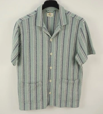 Camisa de campamento Marine Layer Archive Diego para hombre grande azul blanco a rayas cuello abierto Foto 1 de 4