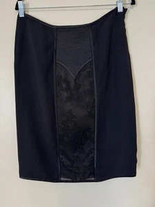 Valentino - Silk And Lace Pencil Skirt Black Size 12 Made In Italy - Picture 1 of 10