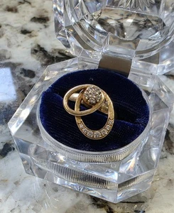 70s Norman Teufel 14 kt Yellow Gold Ladies Spinner Ring w 13 Diamonds -  Size 6 - Picture 1 of 11