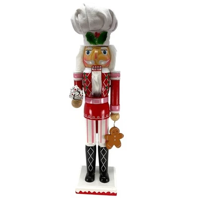 Christmas Wood Nutcracker holding Cupcake and Gingerbread Man 15 Inch - Image 1 of 4