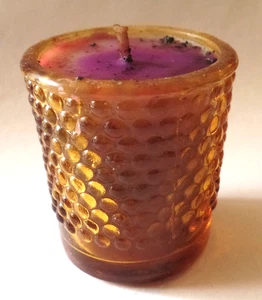 Vela de cera multicolor en vidrio redondo ámbar (q) - Imagen 1 de 5