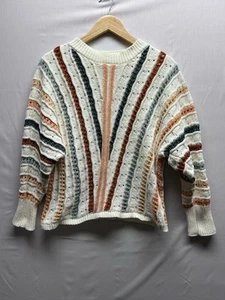 Suéter Maurice’s Para Mujer Mediano Chenille Rayas Mangas Dolman Tejido Abierto - Imagen 1 de 7
