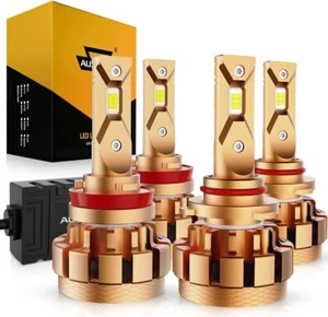 AUXBEAM 9005+H11 LED Combo Headlight Kit Light Bulbs Hi Low Beam Canbus Decoder - Picture 1 of 13