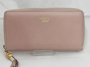 GUCCI Bambú Borla Redonda Cremallera Cartera Larga Rosa de JP - Imagen 1 de 12