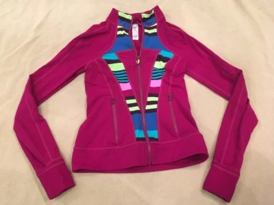 Chaqueta Ivivva By Lululemon 10 Niñas Coloridas Rayas Fitness Gimnasia Baile Foto 1 de 4