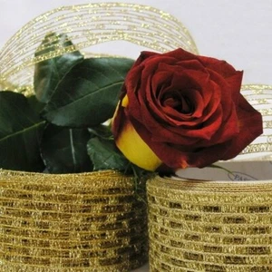 10 m nastro per fiori in lurex 52 mm matrimonio nastro regalo nastri per bouquet da sposa rete - Foto 1 di 4