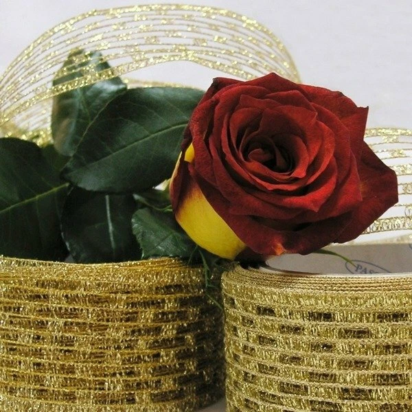 10 m nastro per fiori in lurex 52 mm matrimonio nastro regalo nastri per bouquet da sposa rete - Immagine 1 di 1