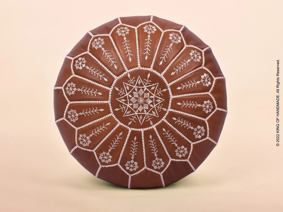 Unstuffed  Ottoman Pouffe Moroccan leather,  handmade footstool - Image 1 of 4