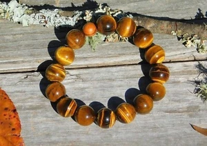 Tigerauge Armband 12 mm Natur Edelstein für Glück Wohlstand und Energie Heilung - Bild 1 von 8