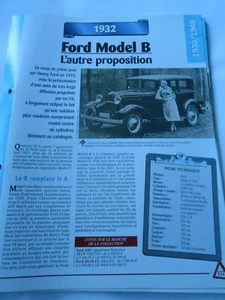 1935 Fiche Carte Auto Ford Model B Carburateur Zenith - Picture 1 of 2