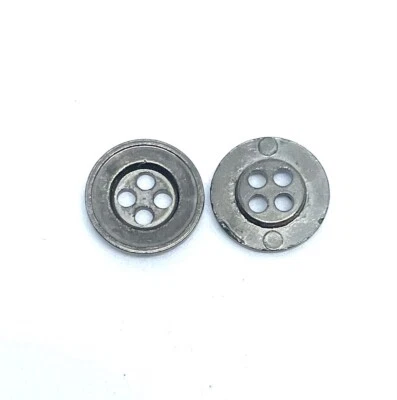 11.5mm X 10pc Dark Silver Round Metal 4 Hole Sunk Centre Buttons Jacket Military - Image 1 of 4
