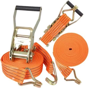 2Pcs Heavy Duty Ratchet Straps 2" x 33Ft Tie Down Hooks Motorcycle ATV - Picture 1 of 7