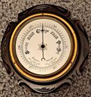 Antique British Made Solid Oak Brass Aneroid Barometer. Missing Bevel Glass.
