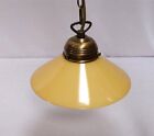 Pendant light, hanging lamp brass burnished, glass, orange umbrella