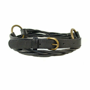 EILEEN FISHER Black Earth Conscious Leather Loose Braid Belt L