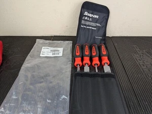 #bg325 Snap-on Tools New SGHBF500AO ORANGE Soft Grip 4 Piece File Set with Pouch - Picture 1 of 12