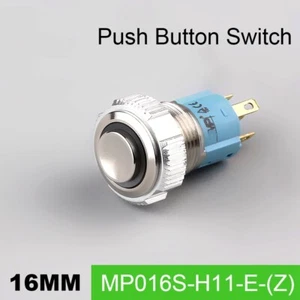 Interruttore a pulsante in metallo 16 mm anello testa alta LED IP67 mantenuto con lampada LED3A - Foto 1 di 6