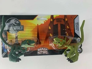 Jurassic World Bendy Biters Figure Pack - Dilophosaurus Velociraptor - Picture 1 of 4