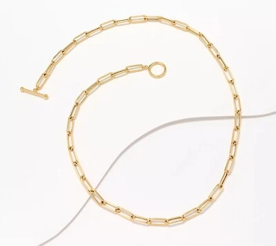 Paper Clip Paperclip Chain Toggle Necklace Real 14K Yellow Gold 16" ~ 30" QVC - Image 1 of 2