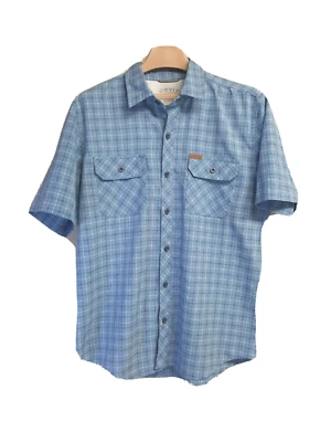 Orvis Shirt Men's Size Medium Blue Checked Fishing Short Sleeve Button Up  - Image 1 of 4