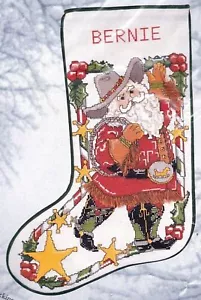 DIY Candamar Cowboy Santa Christmas Counted Cross Stitch Stocking Kit 50822 - Picture 1 of 3