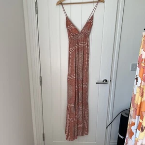 ASOS Summer Paisley Print Peach Beach Dress Backless Size 6 Maxi - Picture 1 of 10