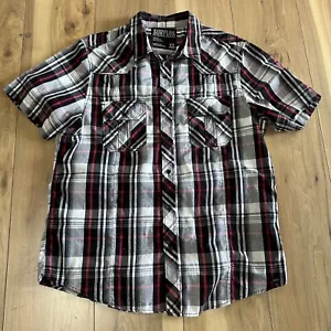 Surplus Herren XL Kurzarm Knopfleiste kurz kariert Fronttaschen - Bild 1 von 6