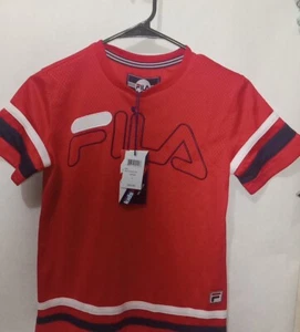 Fila Red Mesh Logo Tee Boys Size S Kids Foot Locker - Picture 1 of 4