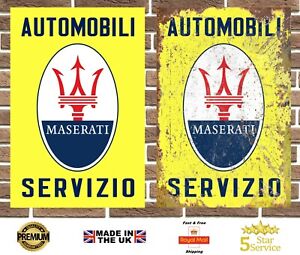 Maserati Service Metal Sign Wall Plaque Garage Sign Retro Vintage Man Cave