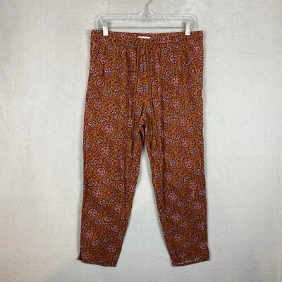 Madewell Paisley Tapered Lounge Pants Womens M Orange Autumn Bohemian Floral Art - Image 1 of 4