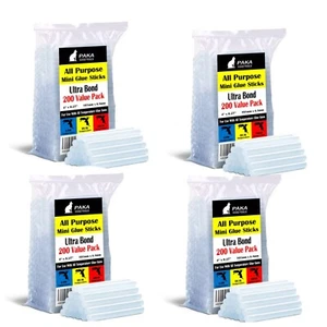 800 Pcs Hot Melt Mini Glue Gun Stick Adhesive 0.27 x 4" Clear ( 4 PACK OF 200 ) - Picture 1 of 1