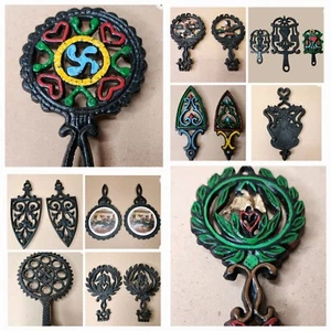 Mixed Set of 17 Cast Iron Trivets - Some Painted, Range of Sizes and Designs - Picture 1 of 11