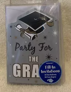 50 Pc Amscan Graduation Party Invitations & Envelopes Sealed - NIP - Picture 1 of 2