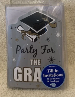50 Pc Amscan Graduation Party Invitations & Envelopes Sealed - NIP - Image 1 of 2