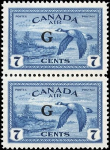 Canada Mint NH VF Overprinted Pair 7c Scott #CO2 Official Canada Goose Stamps - Imagen 1 de 2