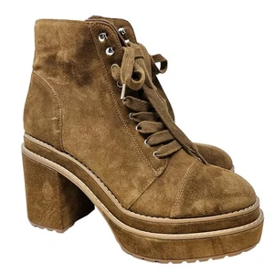 NEW Steve Madden 8.5 Ember Brown Suede Lace Up Chunky Platform Boot Combat Lug - Picture 1 of 6