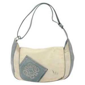 Loewe Anagram Beige Canvas Shoulder Bag Authentic - Imagen 1 de 21