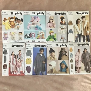 LOT of 8 Simplicity Sewing Patterns Kids Accessories Jackets Hats - Picture 1 of 5
