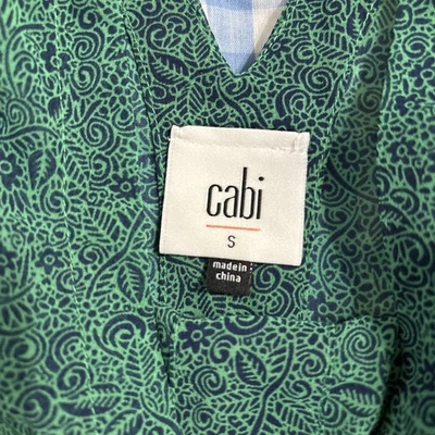 Blusa Cabi Talla Pequeña #5208 Abundante Verde Azul Estampado Floral Vid Manga Larga Foto 1 de 3