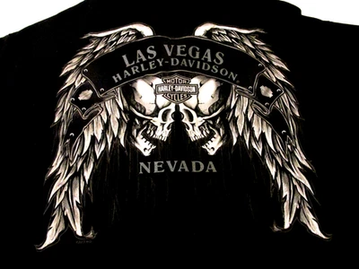 HARLEY DAVIDSON Full Zip RIDE HARD Las Vegas Sweatshirt SKULLS & WINGS sz L - Image 1 of 4